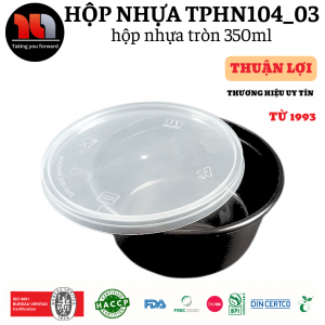 HỘP NHỰA MICROWAVE TRÒN ĐEN 350ML