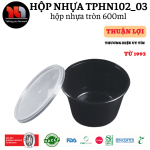 HỘP NHỰA MICROWAVE TRÒN ĐEN 600ML