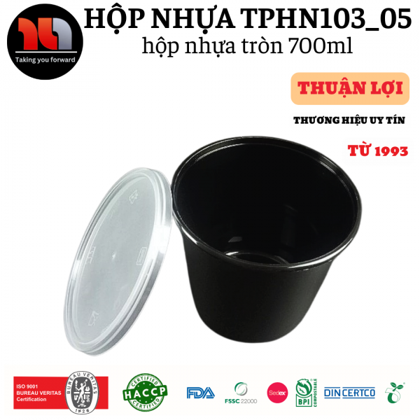 HỘP NHỰA MICROWAVE TRÒN ĐEN 700ML