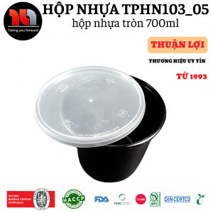 HỘP NHỰA MICROWAVE TRÒN ĐEN 700ML