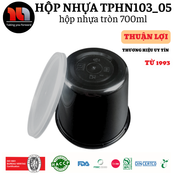 HỘP NHỰA MICROWAVE TRÒN ĐEN 700ML