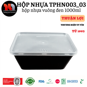 HỘP NHỰA MICROWAVE VUÔNG ĐEN 1000ML