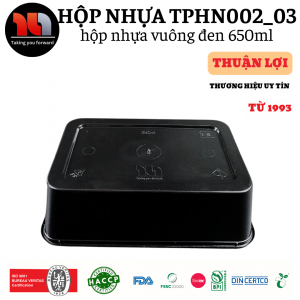 HỘP NHỰA MICROWAVE VUÔNG ĐEN 650ML