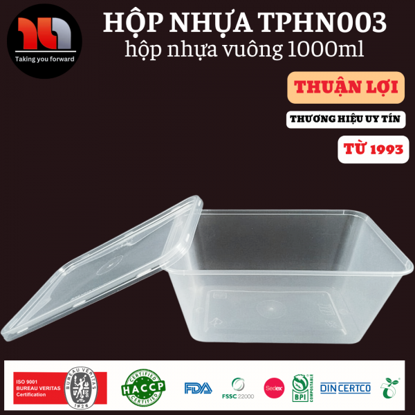 HỘP NHỰA MICROWAVE VUÔNG TRONG 1000ML