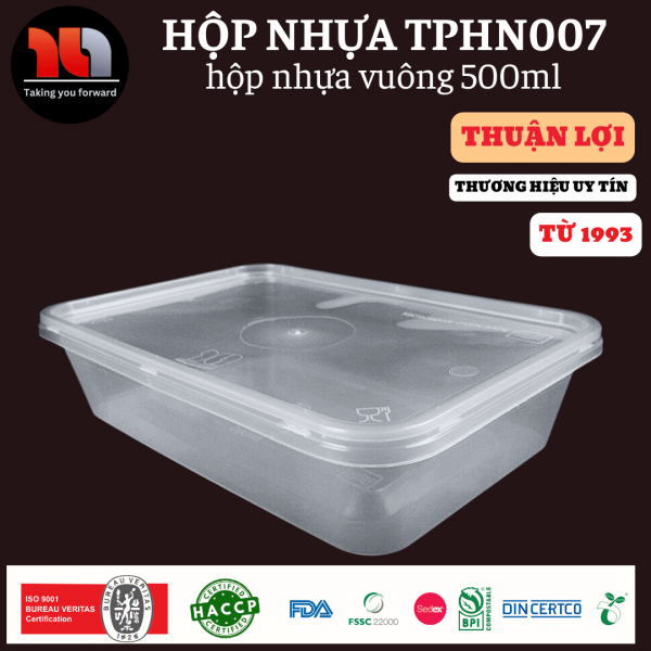 HỘP NHỰA MICROWAVE VUÔNG TRONG 500ML