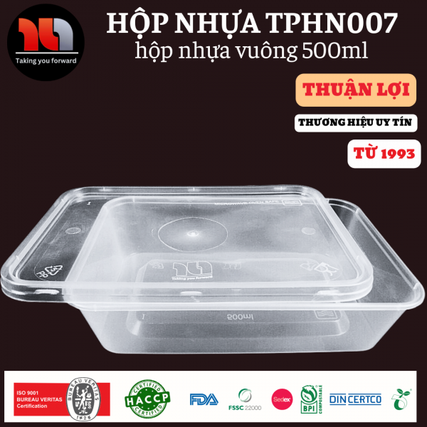 HỘP NHỰA MICROWAVE VUÔNG TRONG 500ML