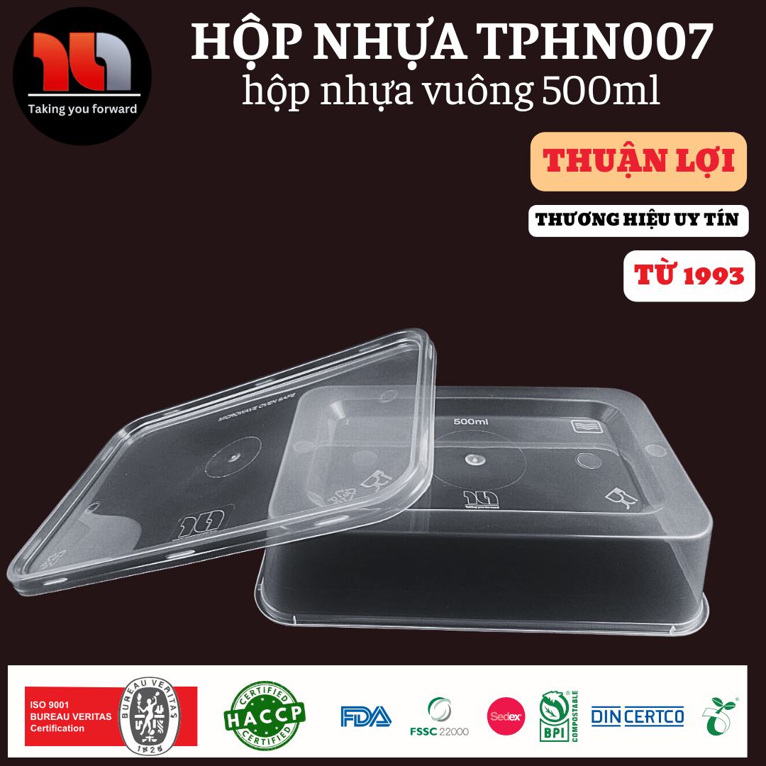 HỘP NHỰA MICROWAVE VUÔNG TRONG 500ML