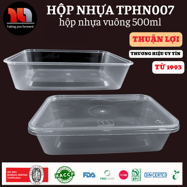 HỘP NHỰA MICROWAVE VUÔNG TRONG 500ML