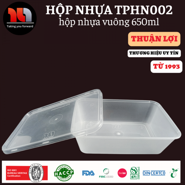 HỘP NHỰA MICROWAVE VUÔNG TRONG 650ML