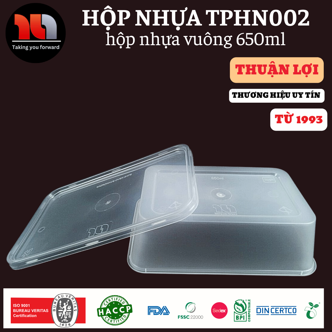 HỘP NHỰA MICROWAVE VUÔNG TRONG 650ML