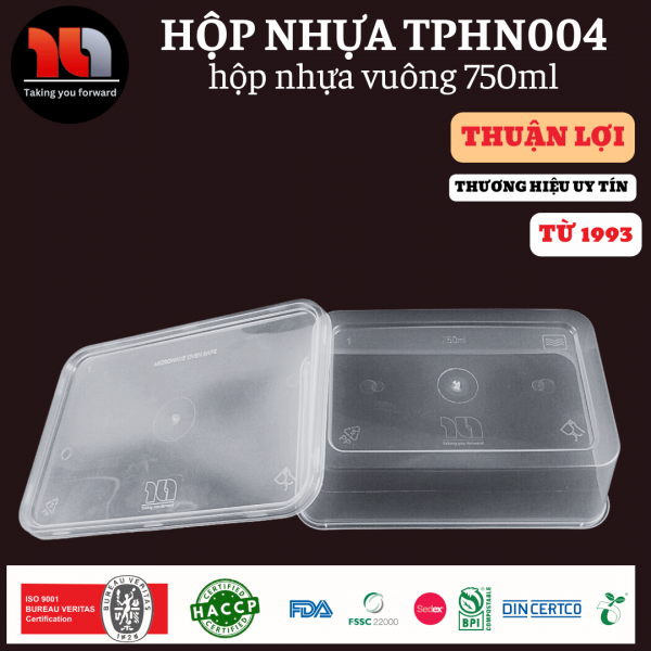 HỘP NHỰA MICROWAVE VUÔNG TRONG 750ML