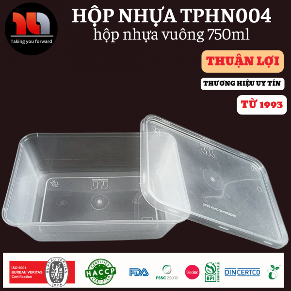 HỘP NHỰA MICROWAVE VUÔNG TRONG 750ML