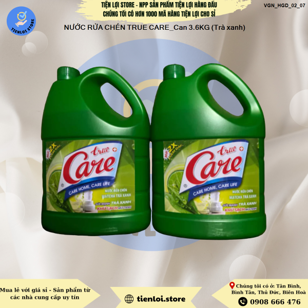 NƯỚC RỬA CHÉN TRUE CARE_Can 3.6KG (Trà xanh)